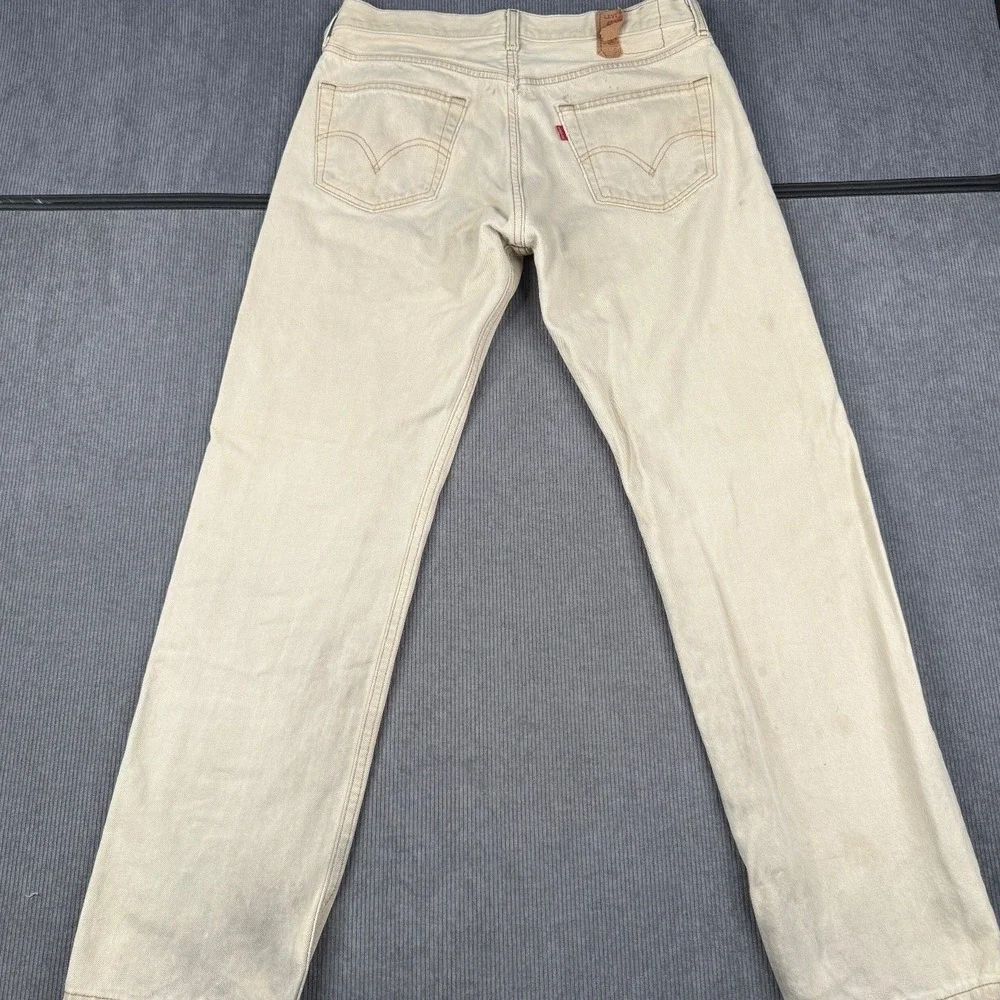 Levis 501 Original Fit Jeans Mens 34x34 Tan Beige Straight Leg Button Fly